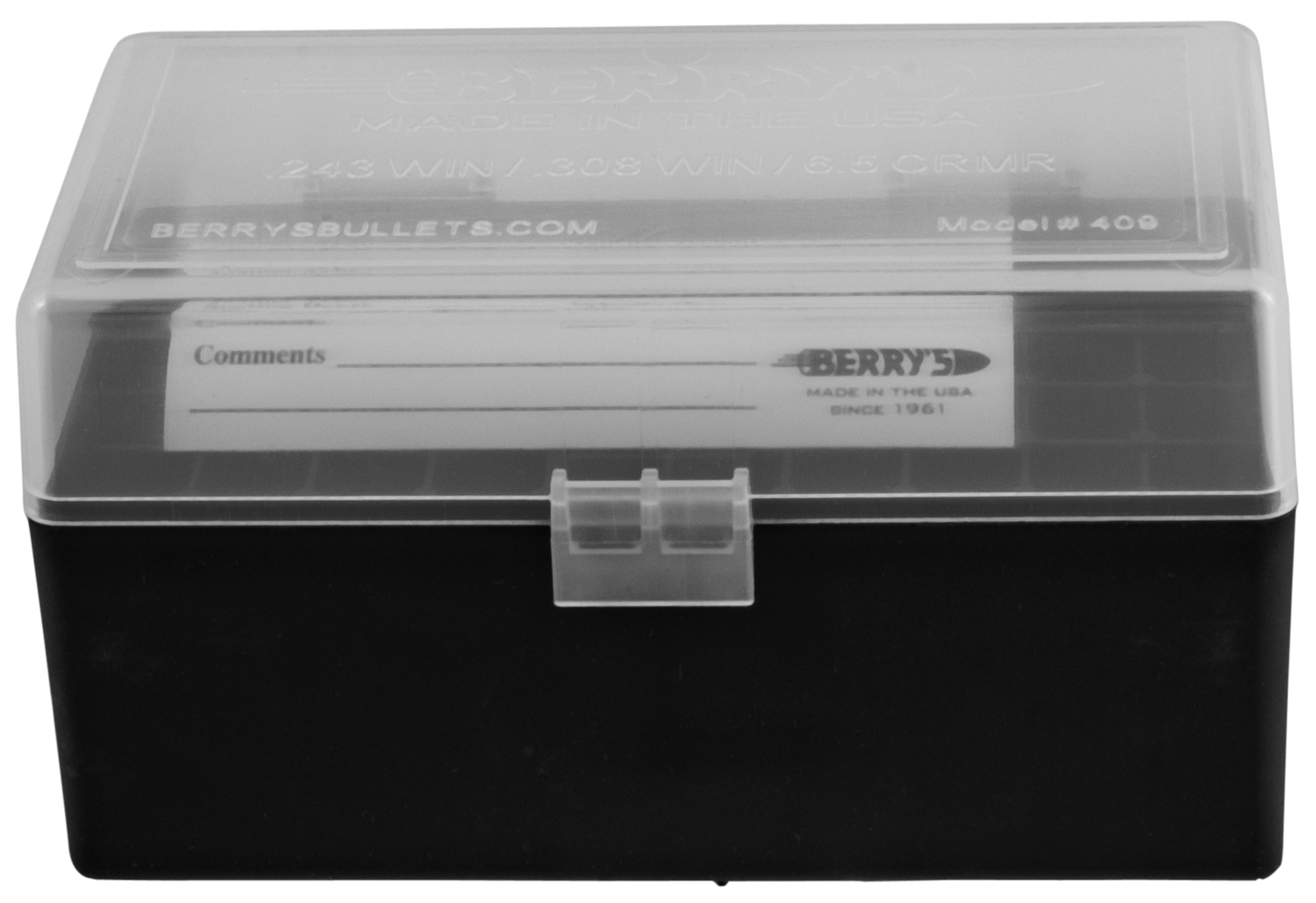 Berrys Ammo Box, Berrys 79314     409 Ammo Box .243/.308 50r Clr/bk