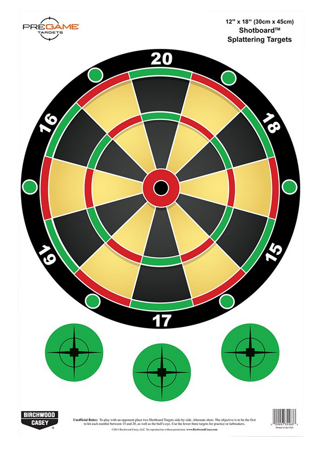 Birchwood Casey Pregame, Bir 35562          Pregame 12x18 Shotboard 8pk