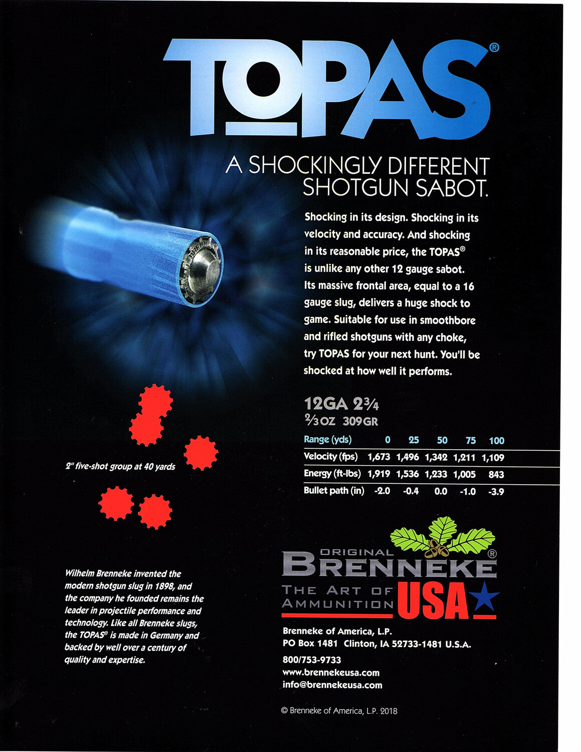 Brenneke Topas, Br Sl122top   Topas      12  23/4    2/3oz    5/50