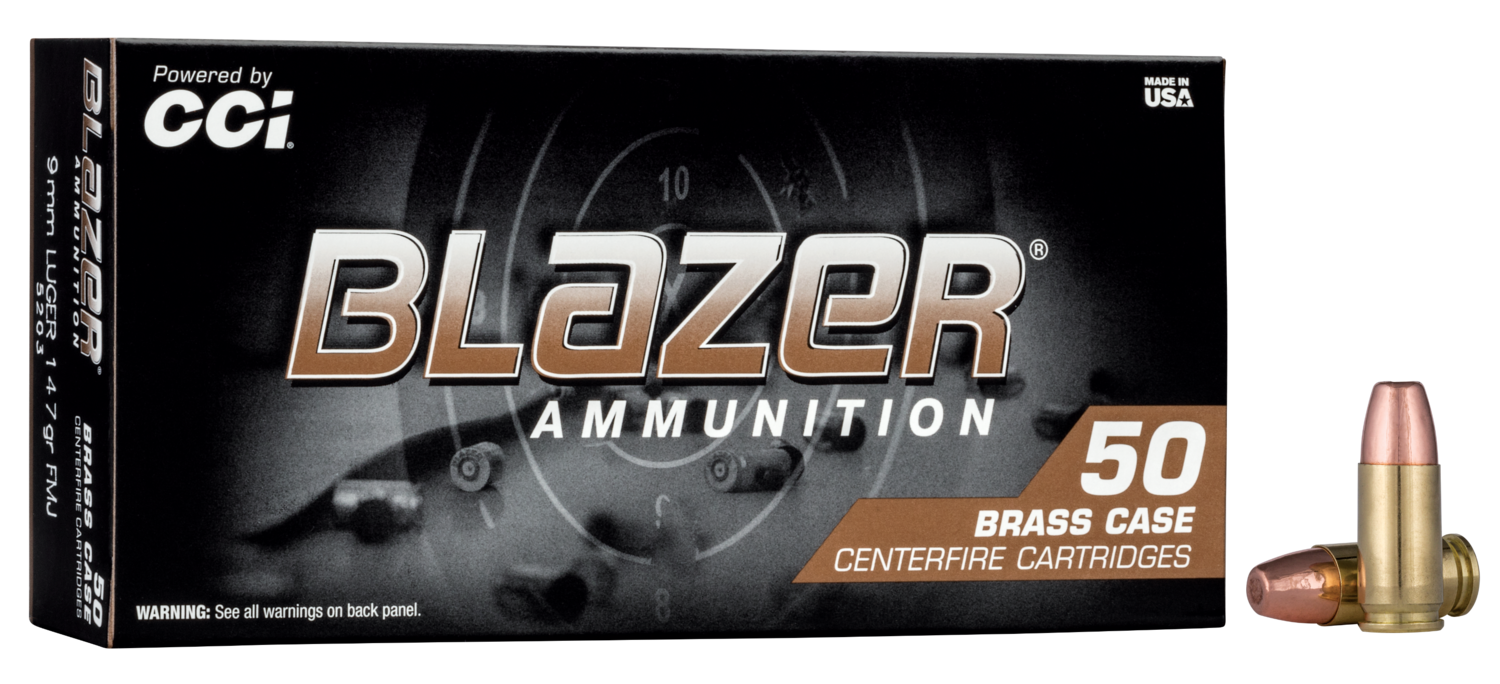 Cci Blazer Brass, Cci  5203   Blazer  9mm  Brass 147gr         50/20