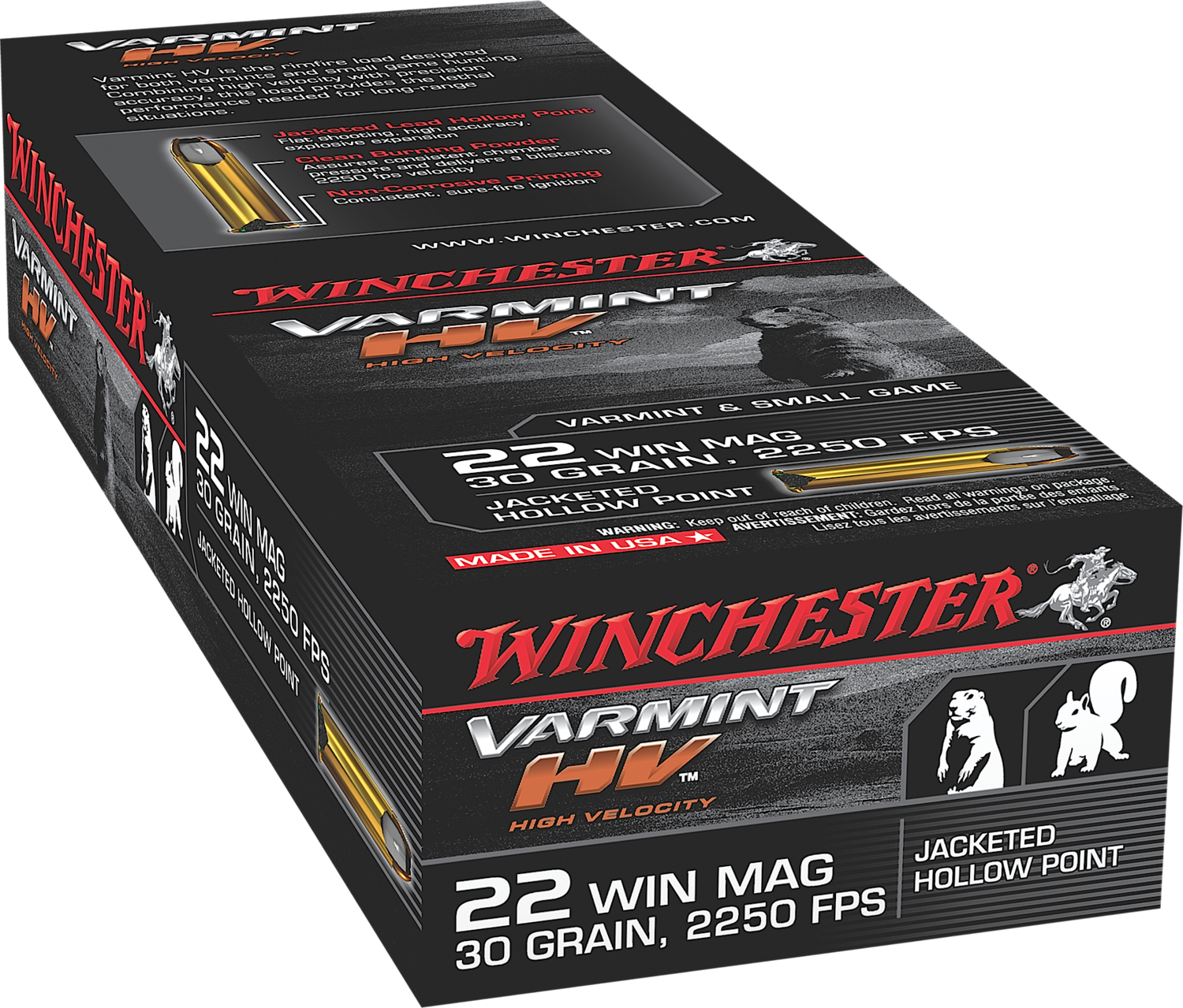 Winchester Ammo Varmint Hv, Win S22m2       22wmr  30 Jhp    Varmint     50/40