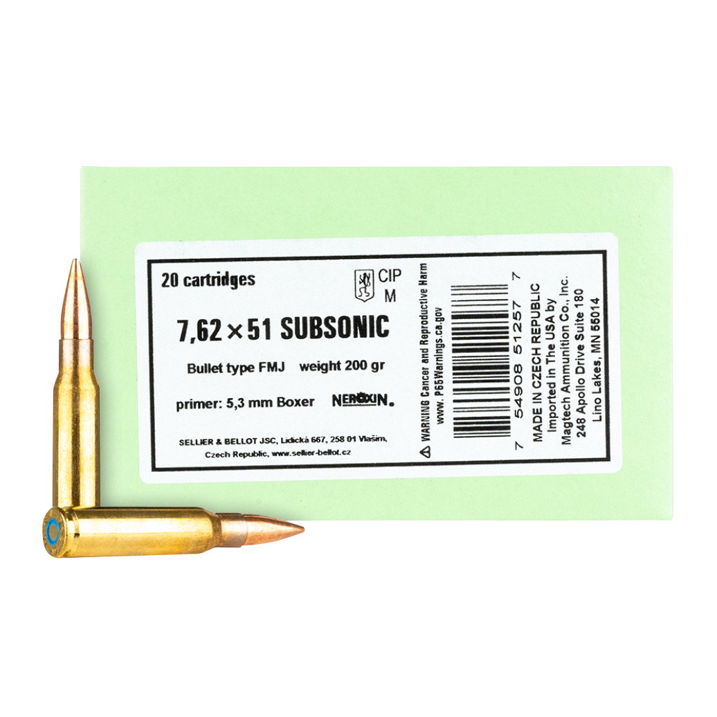 Sellier & Bellot Rifle, S&b Sb762subb      308win  200 Fmj  Sub      20/25
