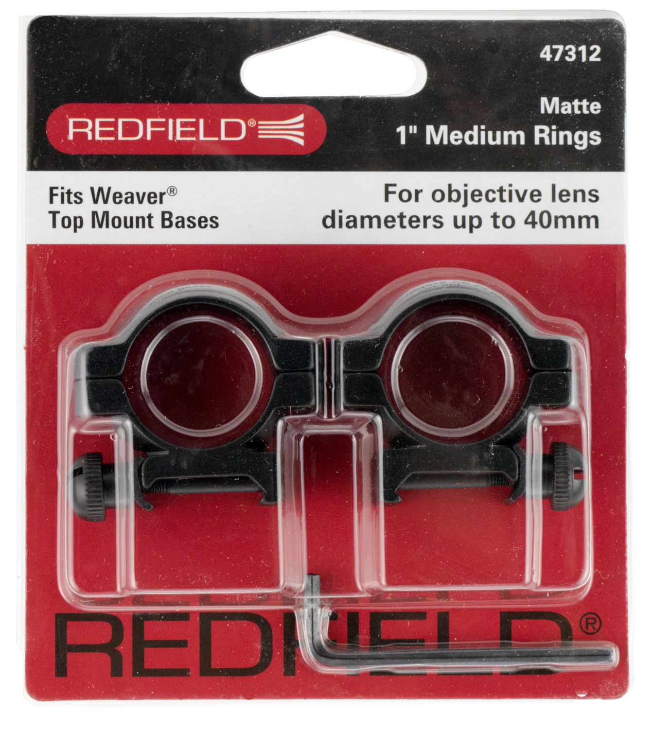 Redfield Mounts Scope Ring Set, Red 47312 Alum Rings 1in Med Matte