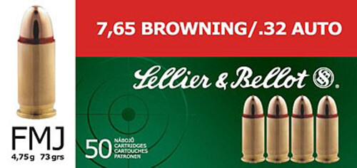 Sellier & Bellot Handgun, S&b Sb32a          32 Acp   73 Fmj           50/40