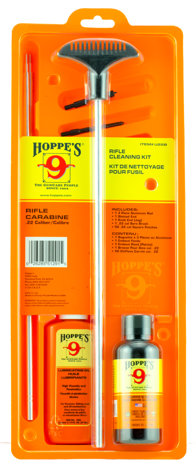 Hoppes Rifle, Hop U22b       Cleaning Kit .22/.250     Clam
