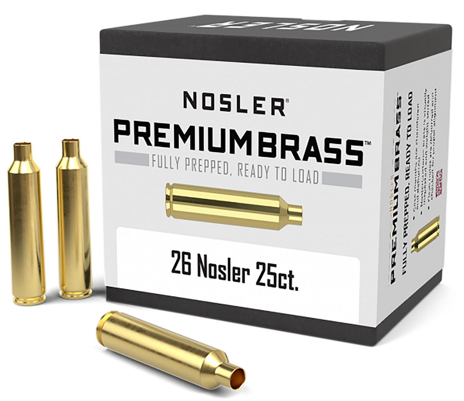 Nosler Unprimed Cases, Nos 10140 Custom Brass 26 Nos       25/16