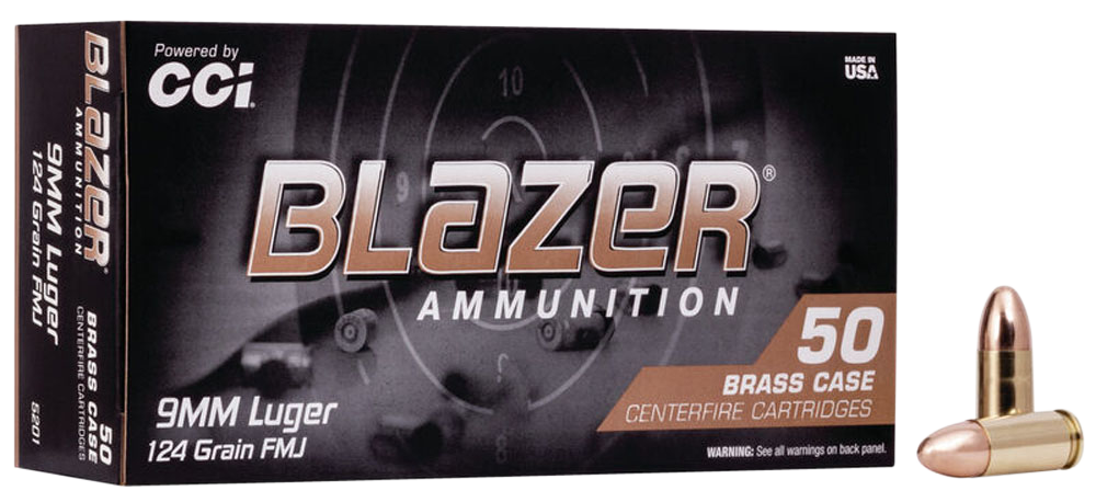 Cci Blazer Brass, Cci 5201    Blazer Brass 9mm  124 Fmj        50/20