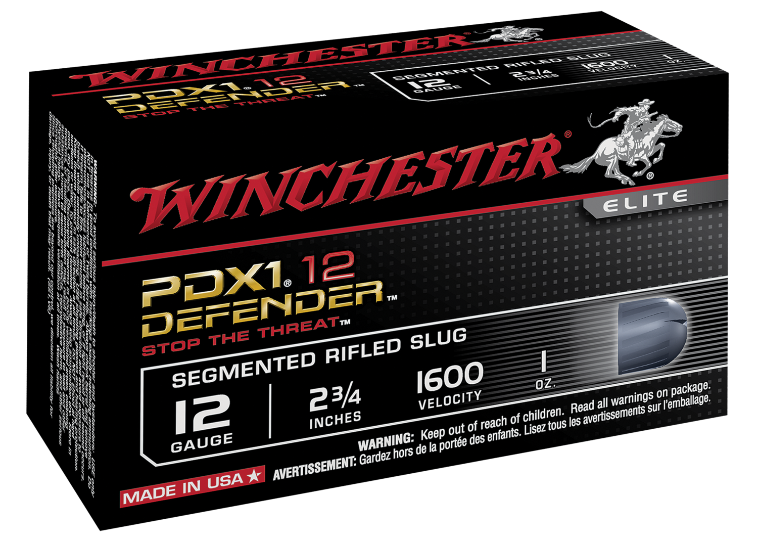 Winchester Ammo Pdx1 Defender, Win S12pdx1s   Defender 12   Slug            10/10