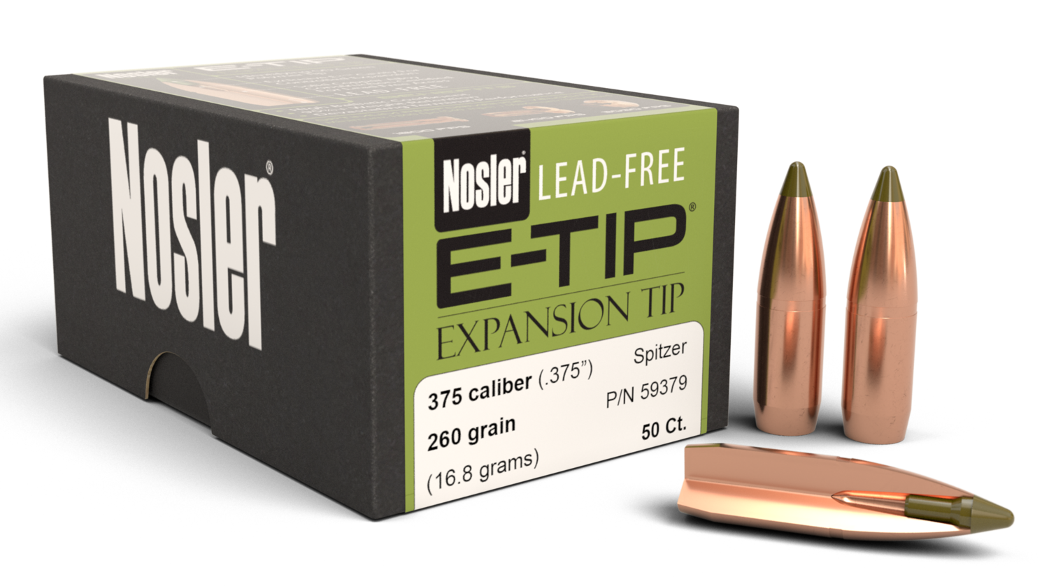 Nosler E-tip, Nos 59379 E-tip      375 260 Lead Free 50