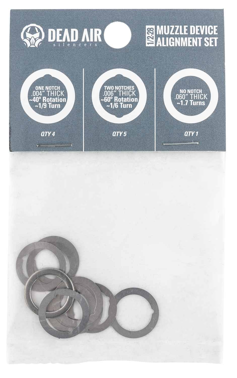 Dead Air Shim Kit, Deadair Da001      1/2-28 Shim Kit