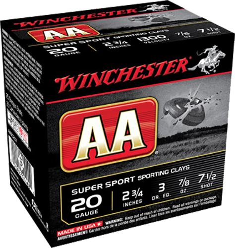 Winchester Ammo Aa, Win Aasc207   Aa Spt Cly  20 2.75 7.5  7/8   25/10