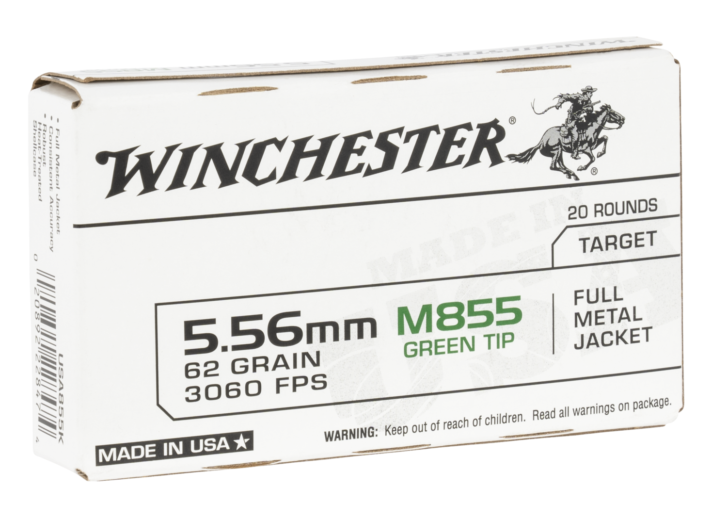 Winchester Ammo Usa, Win Wm855k          5.56     62 Fmj Lc       20/50