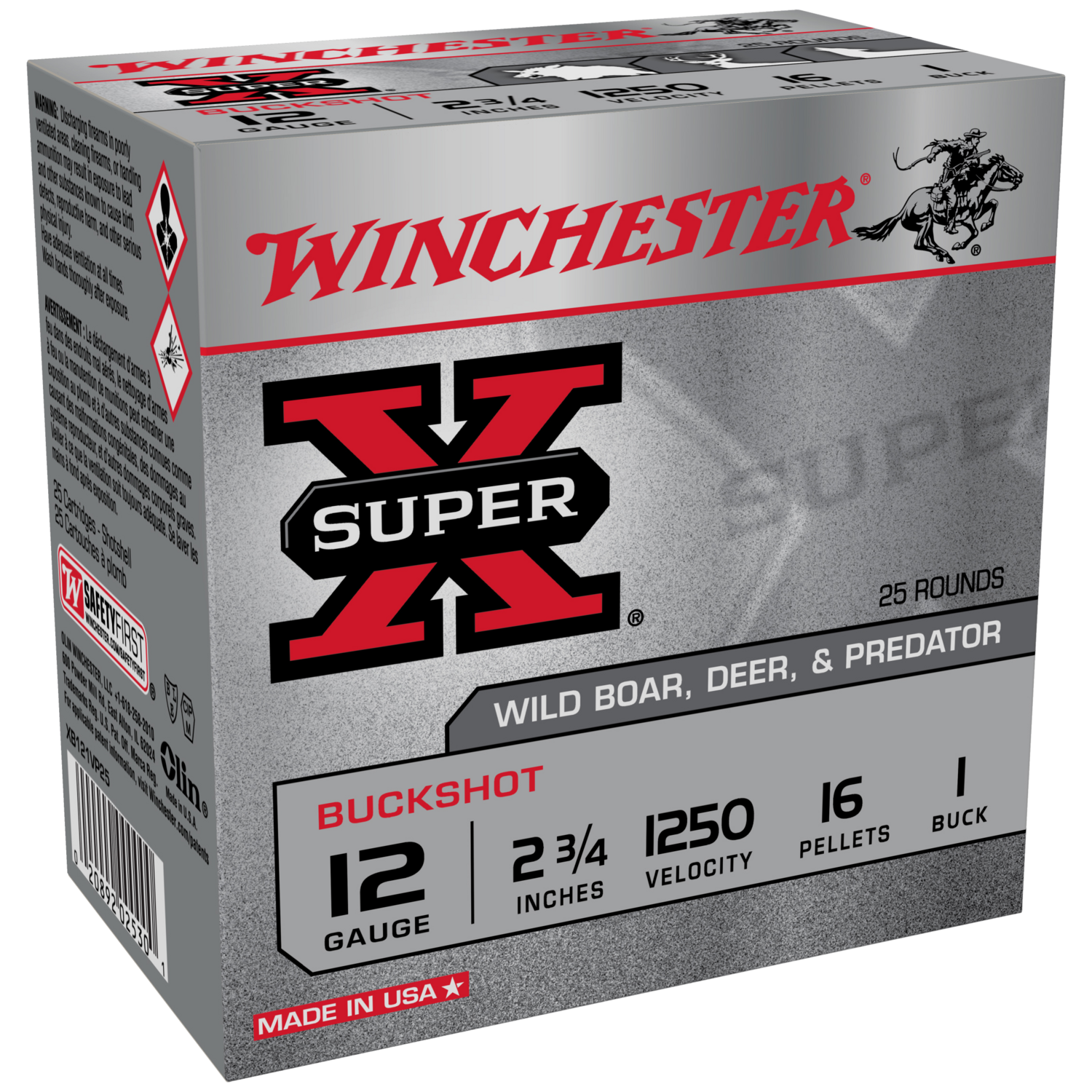 Winchester Ammo Super X, Win Xb121vp25 Sup-x        12 2.75 0  Buck   25/10
