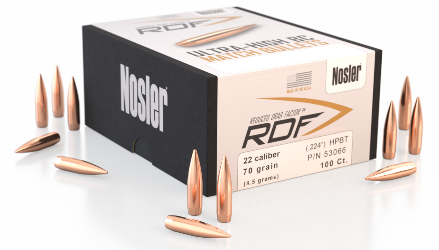 Nosler Rdf, Nos 53066 Rdf Match .224   70 Hpbt  100