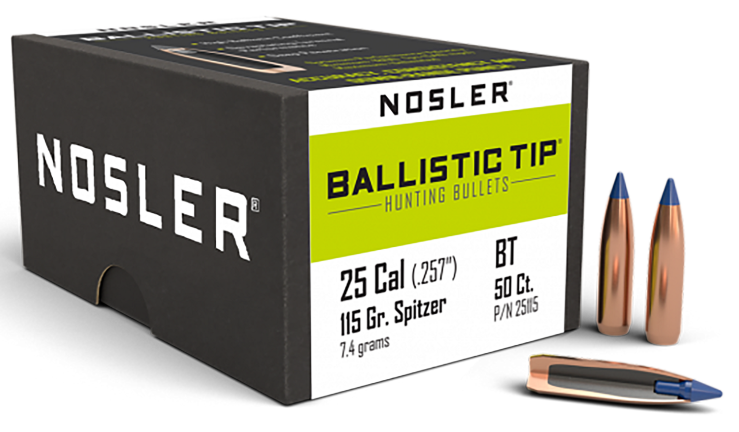 Nosler Ballistic Tip, Nos 25115 Blstc Hnt   25 115 Sptzr  50