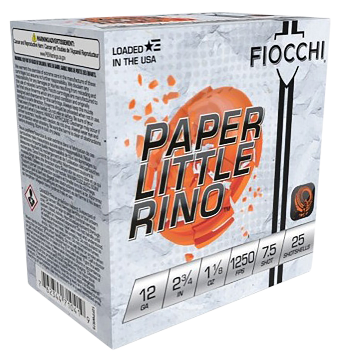 Fiocchi Paper Little Rino, Fio 12fpwr75 Ltl Rino Ppr  12 2.75 7sht  1oz 25/10