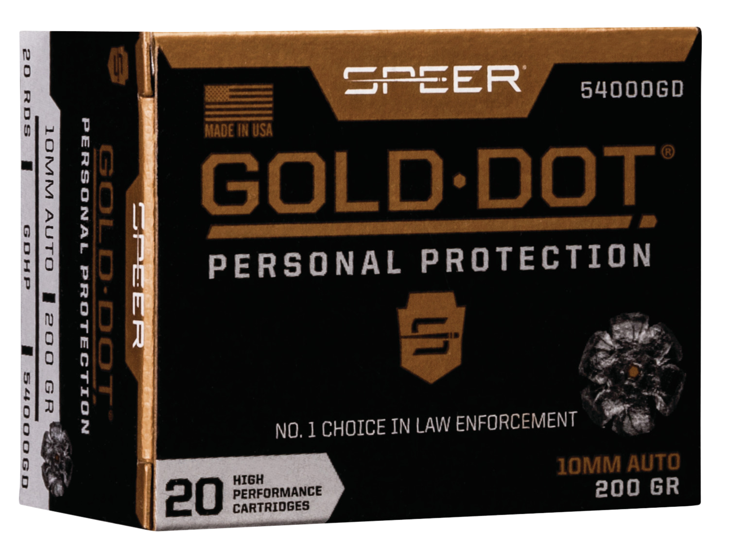 Speer Ammo Gold Dot, Speer 54000gd Gold Dot   10mm   200 Hp      20/10