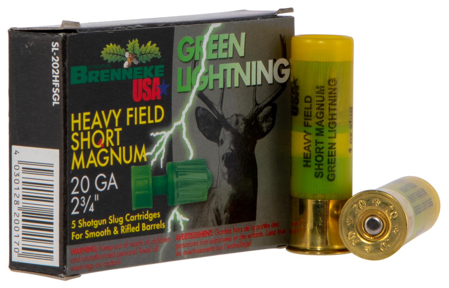Brenneke Green Lightning, Br Sl202hfsgl Glght         20 2.75 Slug  1oz 5/50
