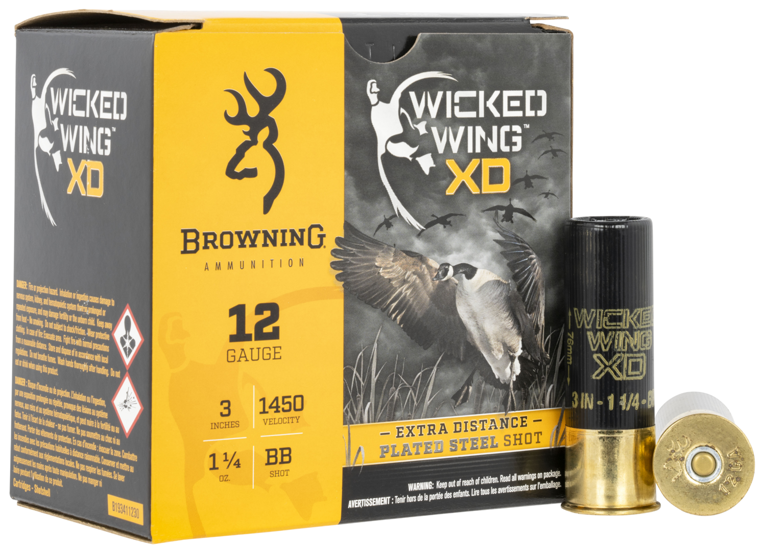 Browning Ammo Wicked Wing Xd, Brna B193411230 Wckwng  12 3 Bb Pltstl  11/4 25/10