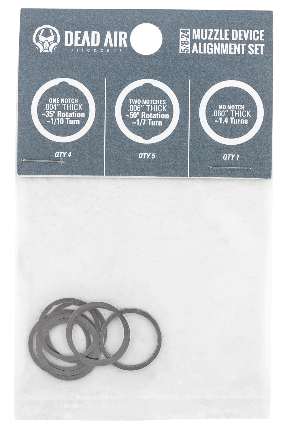 Dead Air Shim Kit, Deadair Da002 5/8-24 Shim Kit
