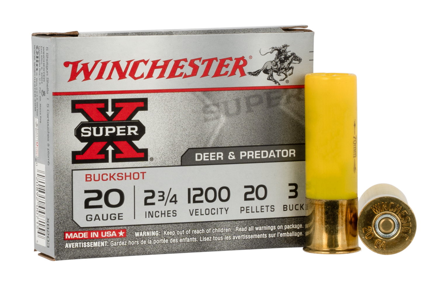 Winchester Ammo Super X, Win Xb203      Super-x     20 2.75 3bk        5/50