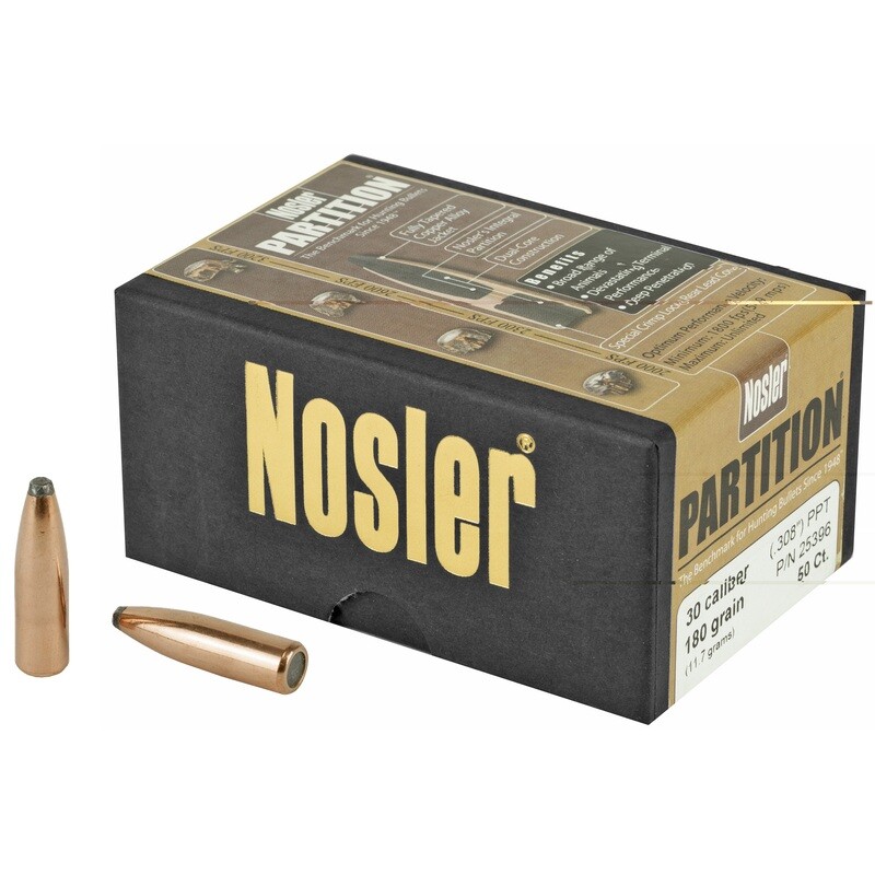 Nosler 30 Cal 180gr Ppt Part. 50ct Nosler 30 Cal 180gr Ppt Part. 50ct