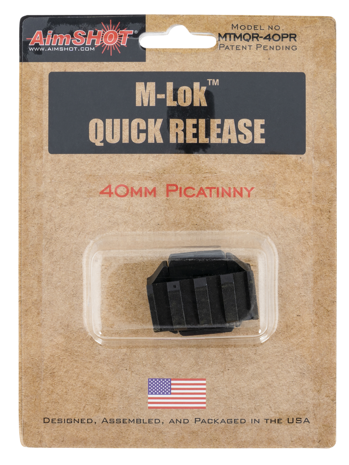 Aimshot Quick Release M-lok Adapter Picatinny Rail, Aims Mtmqr-40pr    Qr Mlok Adapter 40mm  Pai Rail