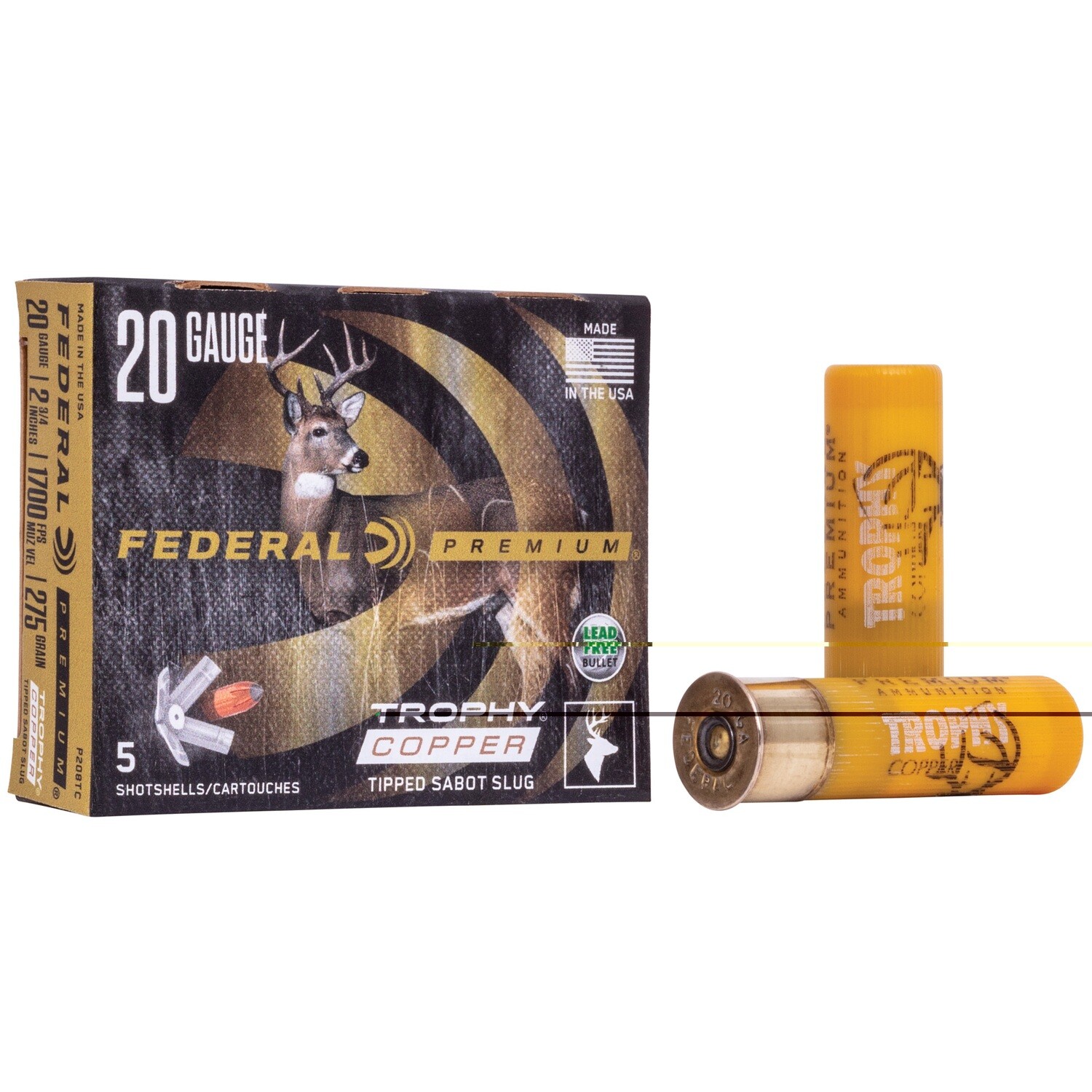 Fed Prm 20ga 275gr Tc Slg 5/50, Caliber: 20 Gauge 2.75"