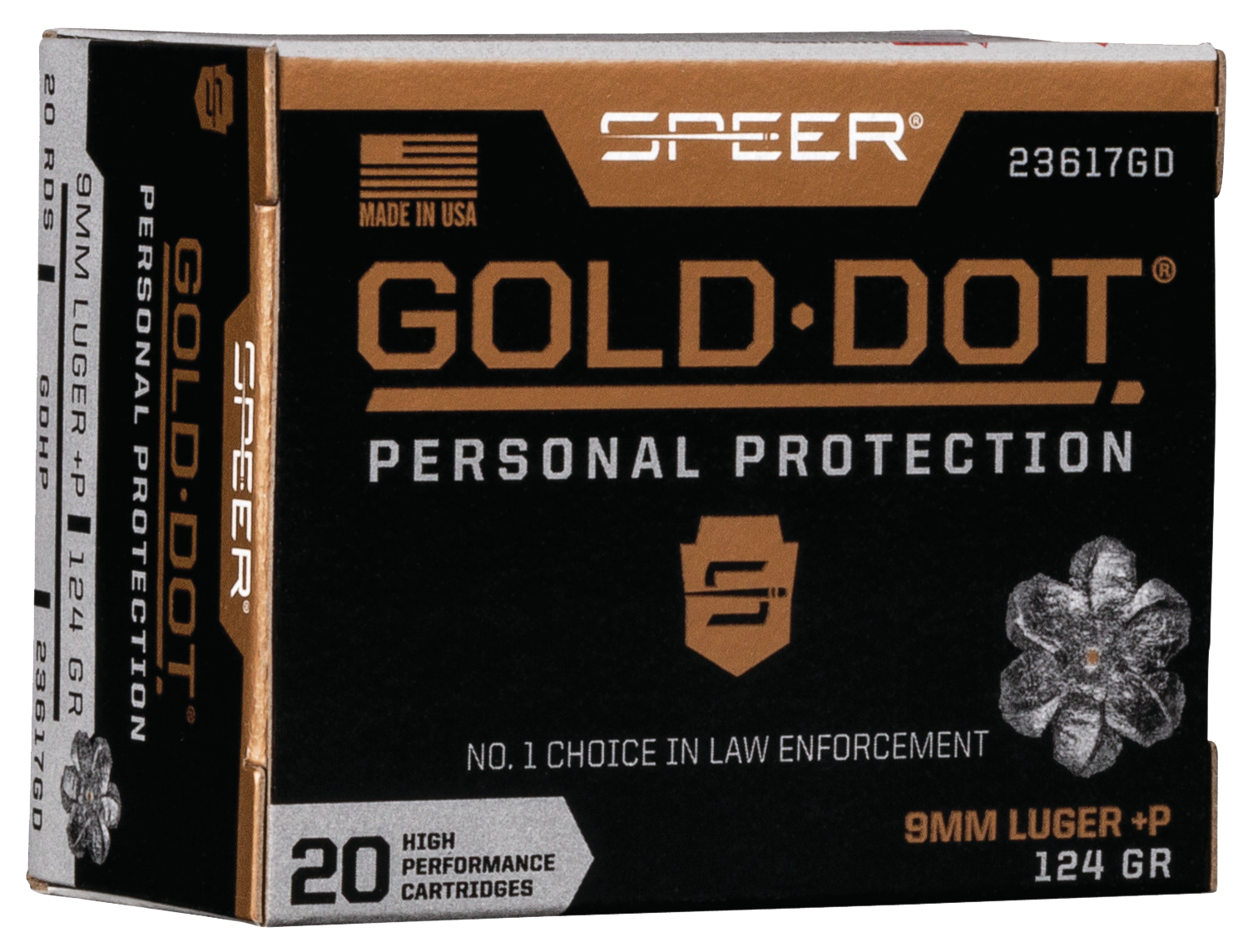 Speer Ammo Gold Dot, Speer 23617gd Gold Dot   9mm+p 124 Hp       20/10