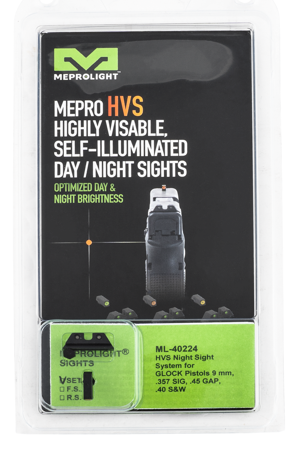 Mepro Usa Llc Hyper-bright, Mepro 402243131  Hyperbright Glk 9/40      Org/grn
