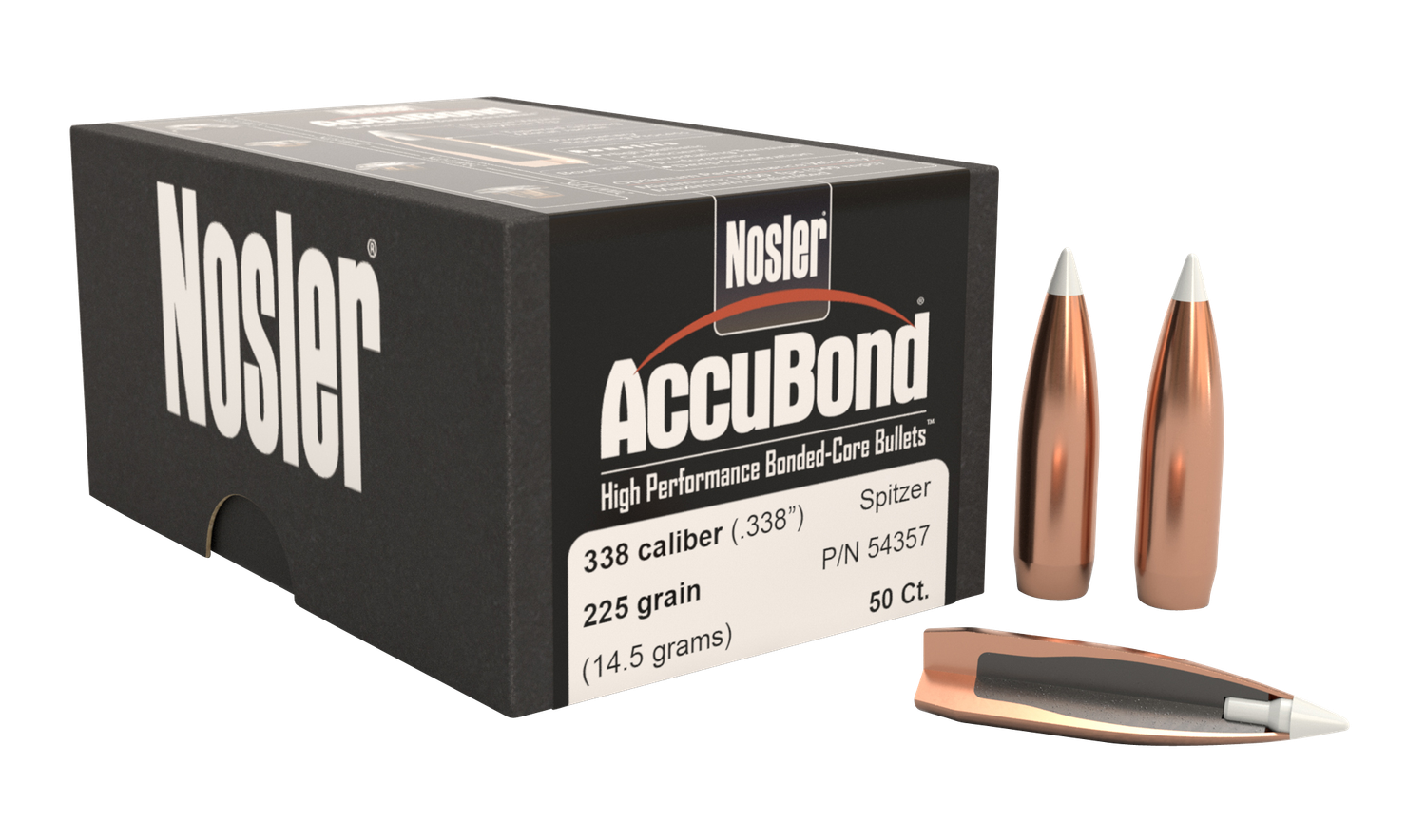 Nosler Accubond, Nos 54357 Accubond   338 225 Sptzr  50