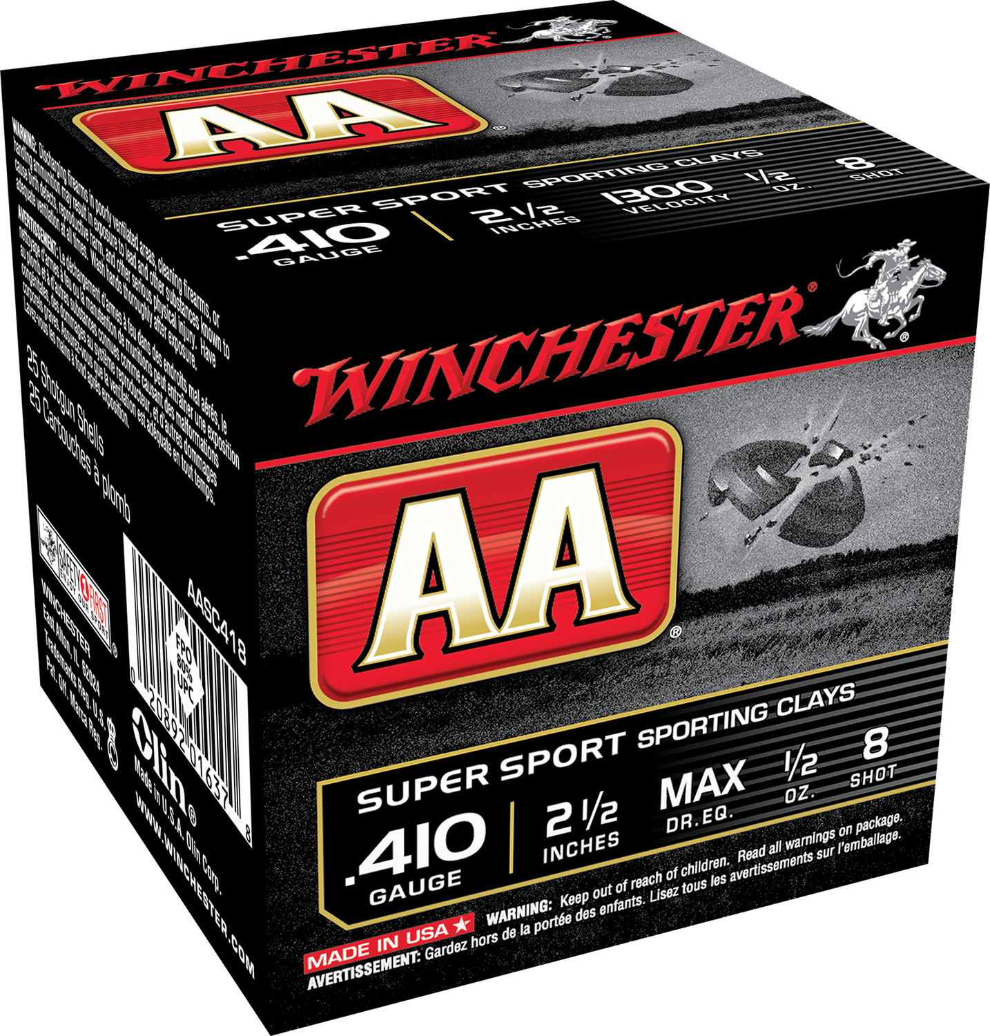 Winchester Ammo Aa, Win Aasc418    Aa Spt Cly 410 2.5 8   1/2 25/10
