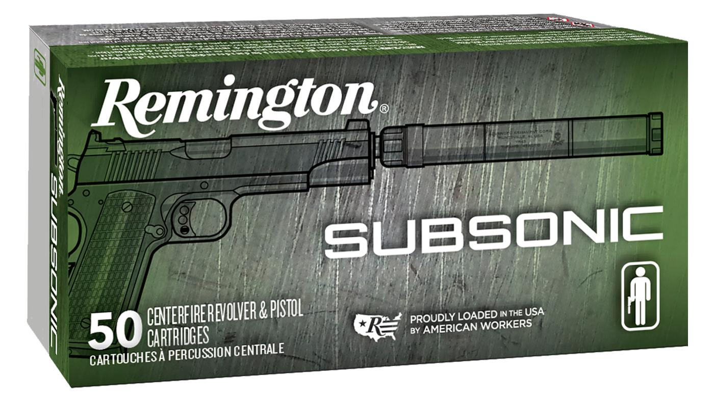 Remington Ammunition Subsonic, Rem 28428 S45ap4   Subsonic 45a   230fneb    50/10