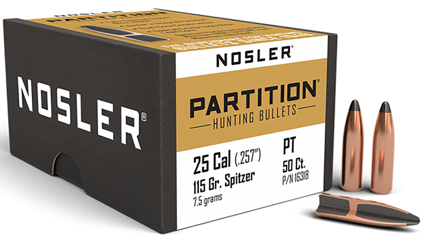 Nosler Partition, Nos 16318 Partition   25 115 Sptzr  50
