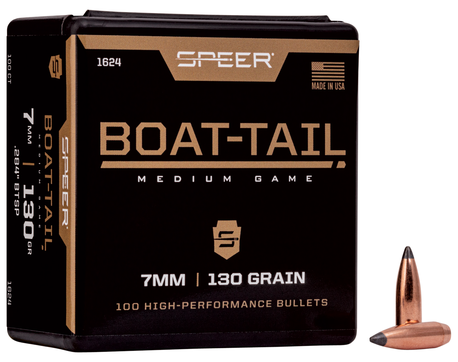 Speer Ammo Boat-tail, Speer 1624      Bull .284 130 Sptzr Bt       100/5