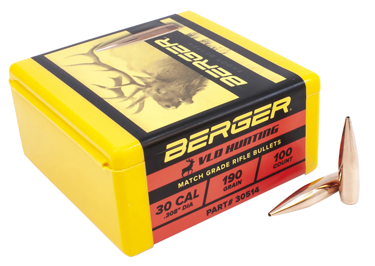 Berger Bullets Vld Hunting, Berg 30514 Bull .308 190g Hunt Vld 100