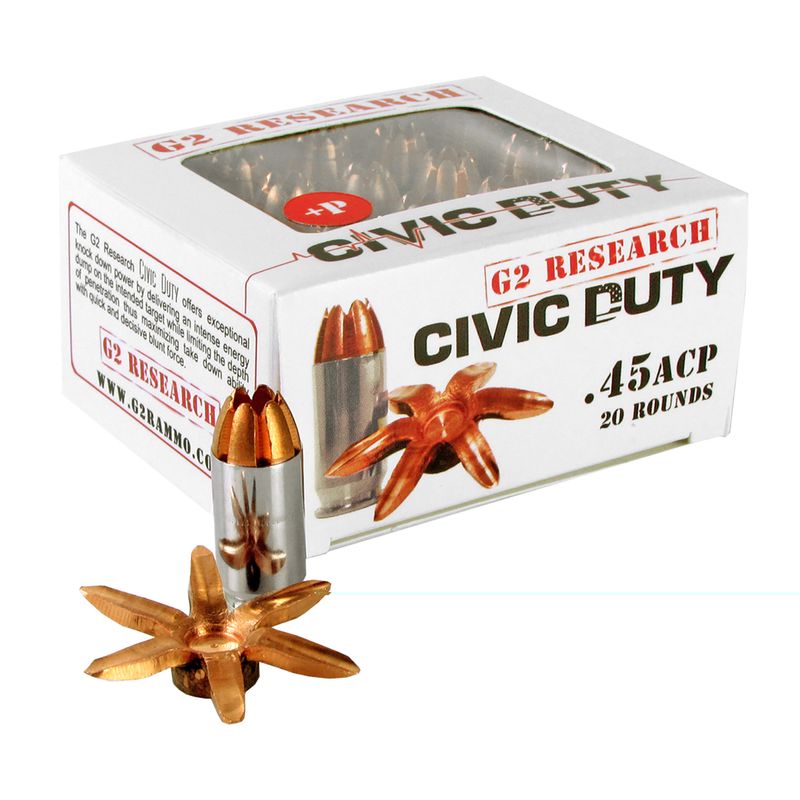 G2r Civic Duty 45acp 164gr 20/500 G2r Civic Duty 45acp 164gr 20/500