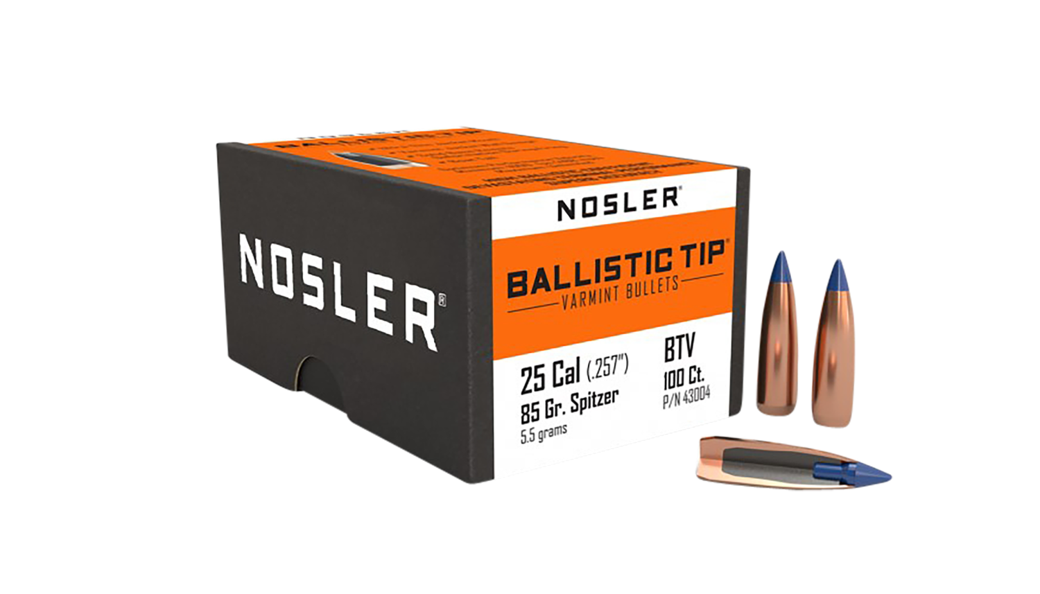 Nosler Ballistic Tip, Nos 43004 Blstc Var   25 85 Sptzr   100