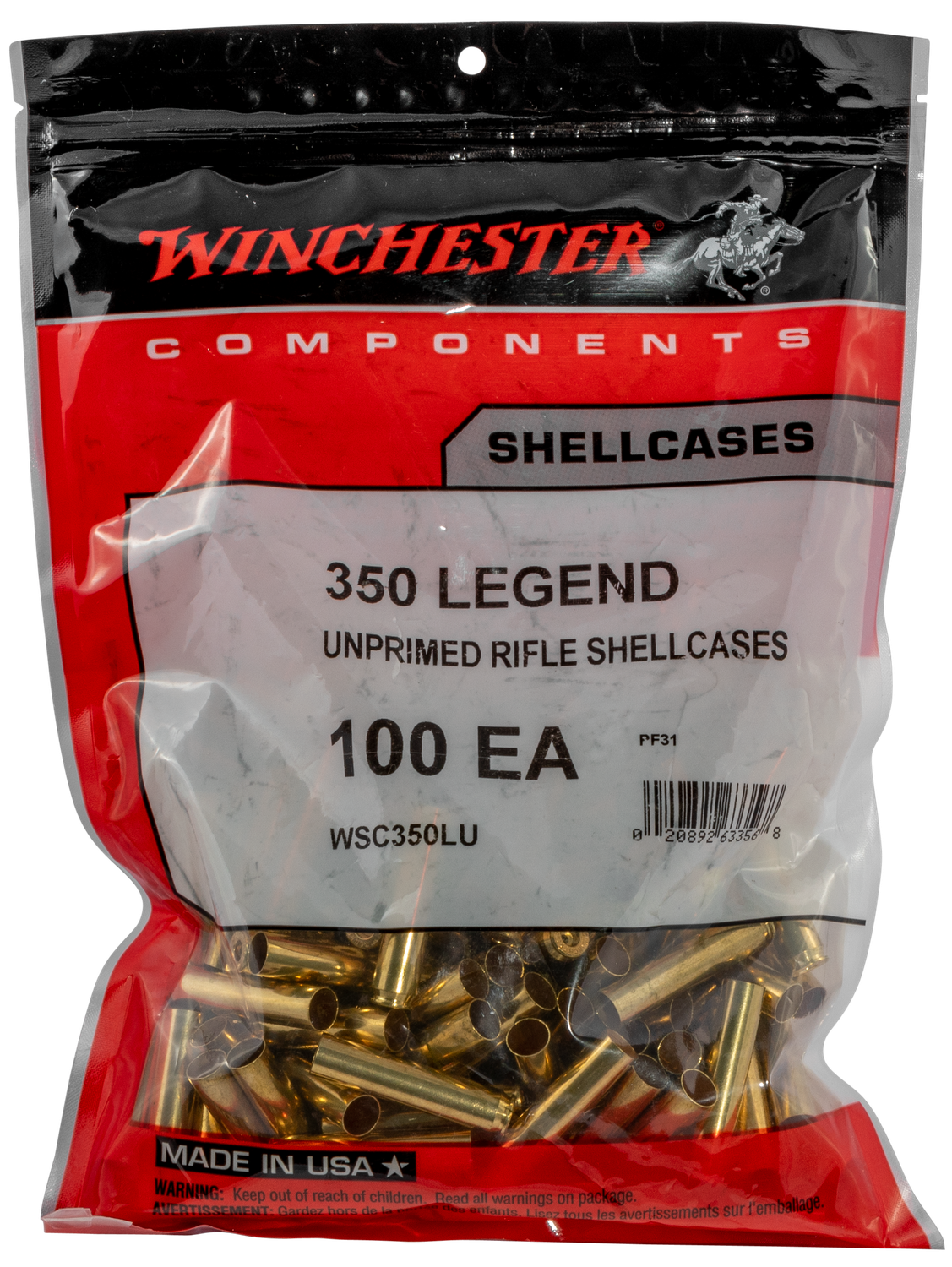 Winchester Ammo Unprimed Cases, Win Wsc350lu      Unpcase     350 Leg       100/bg