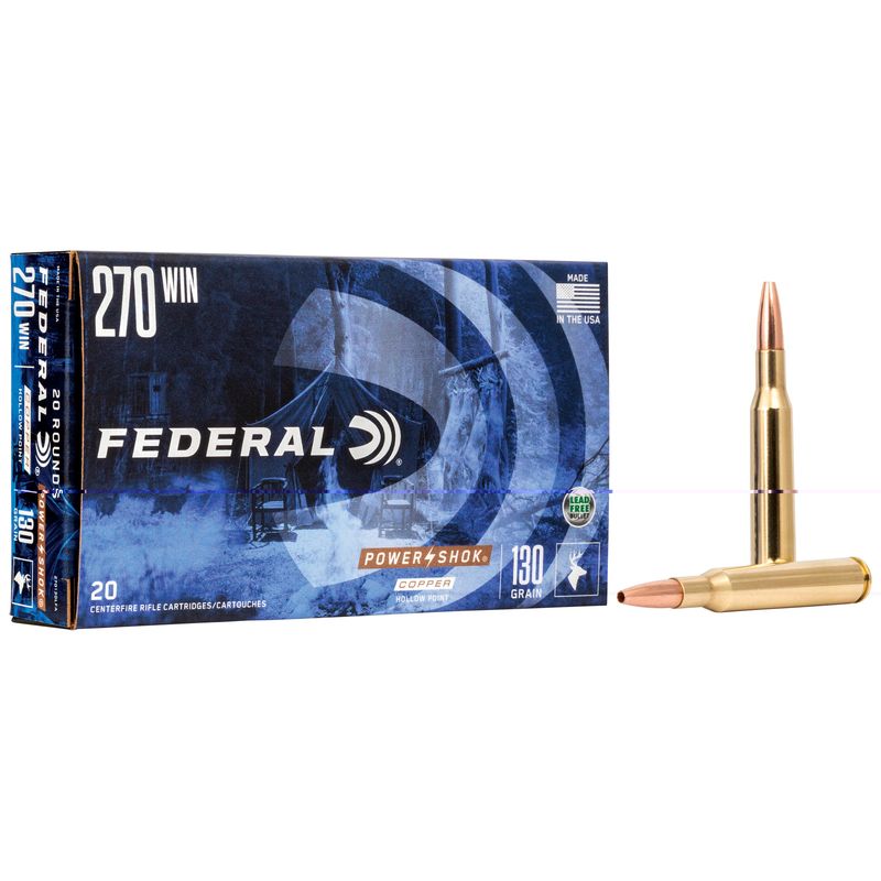 Fed Pwrshk 270win 130gr Cpr 20/200 Fed Pwrshk 270win 130gr Cpr 20/200