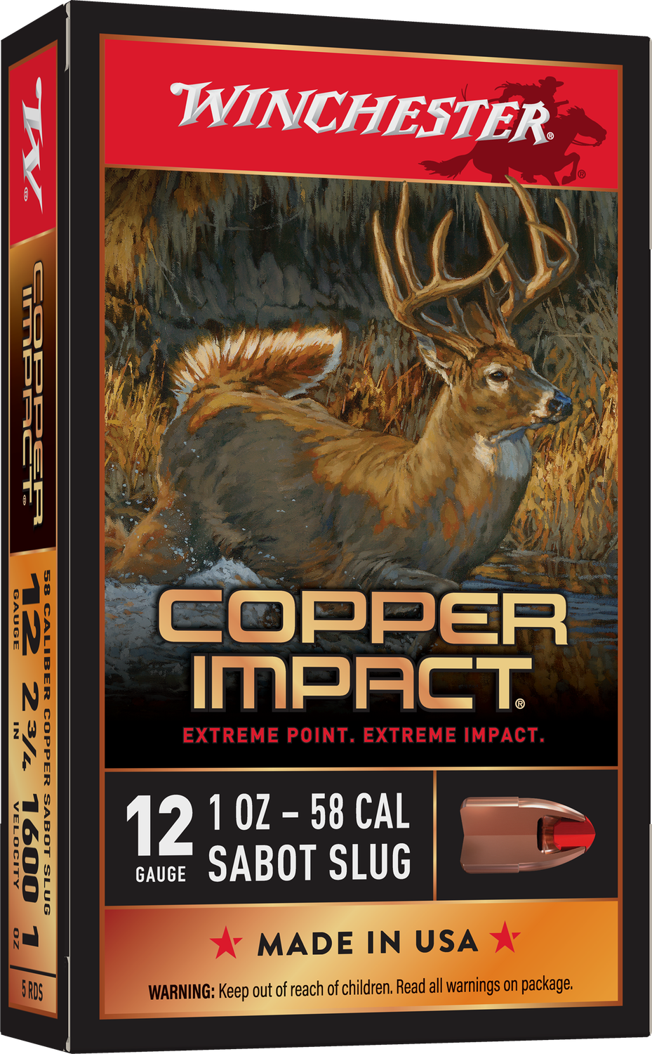 Winchester Ammo Copper Impact, Win X12clf     Copimp Sab 12 2.75 Slug 1oz    5/20