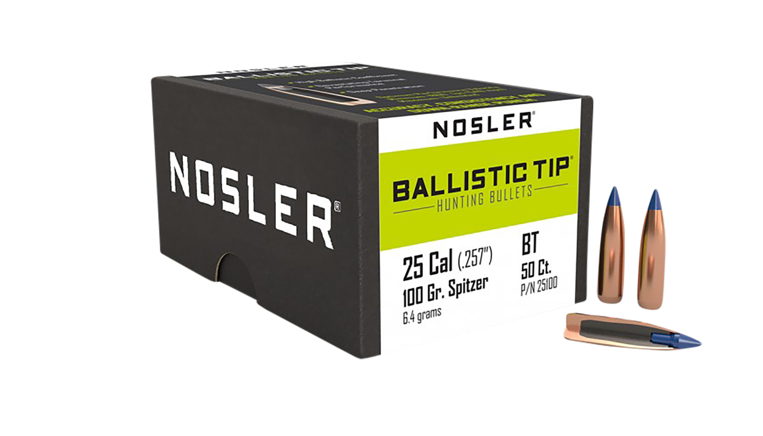 Nosler Ballistic Tip, Nos 25100 Blstc Hnt   25 100 Sptzr  50