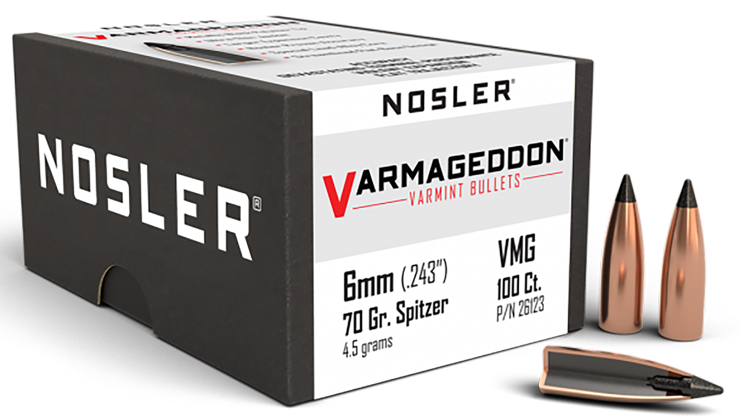 Nosler Varmageddon, Nos 26123 Varmageddon 6mm   70 Fbt  100