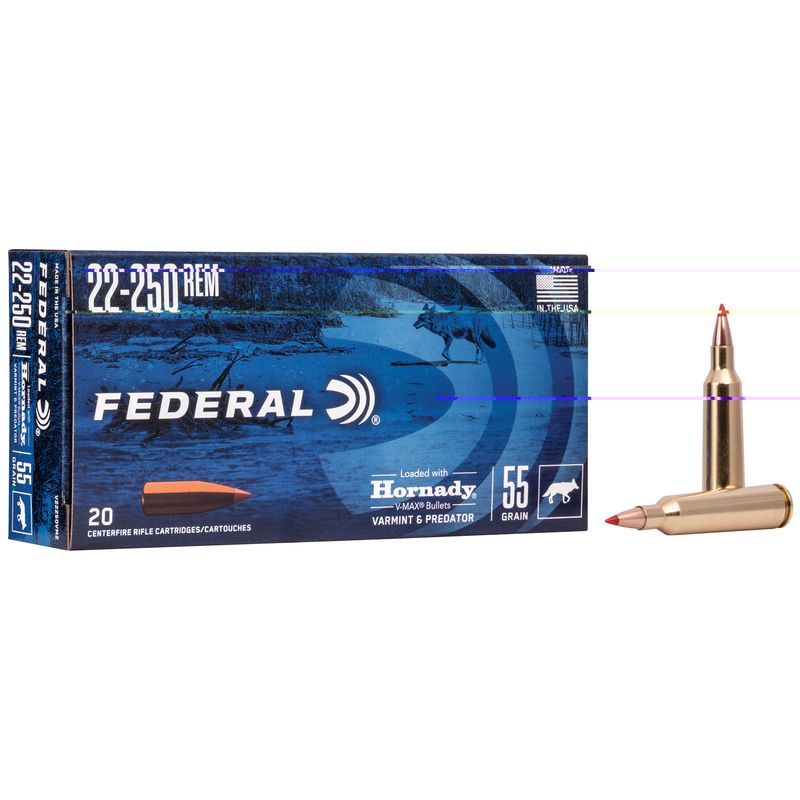 Fed V&p 22-250rem 55gr V-max 20/200 Fed V&p 22-250rem 55gr V-max 20/200