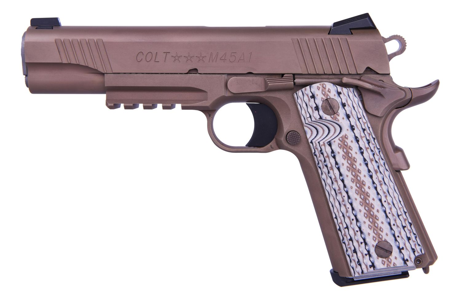 Colt M45a1 45acp Brown 5 Ns Rail