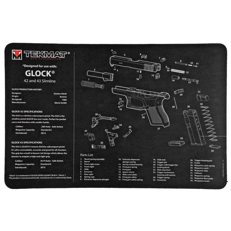 Tekmat Pistol Mat For Glk 42/43 Blk Tekmat Pistol Mat For Glk 42/43 Blk