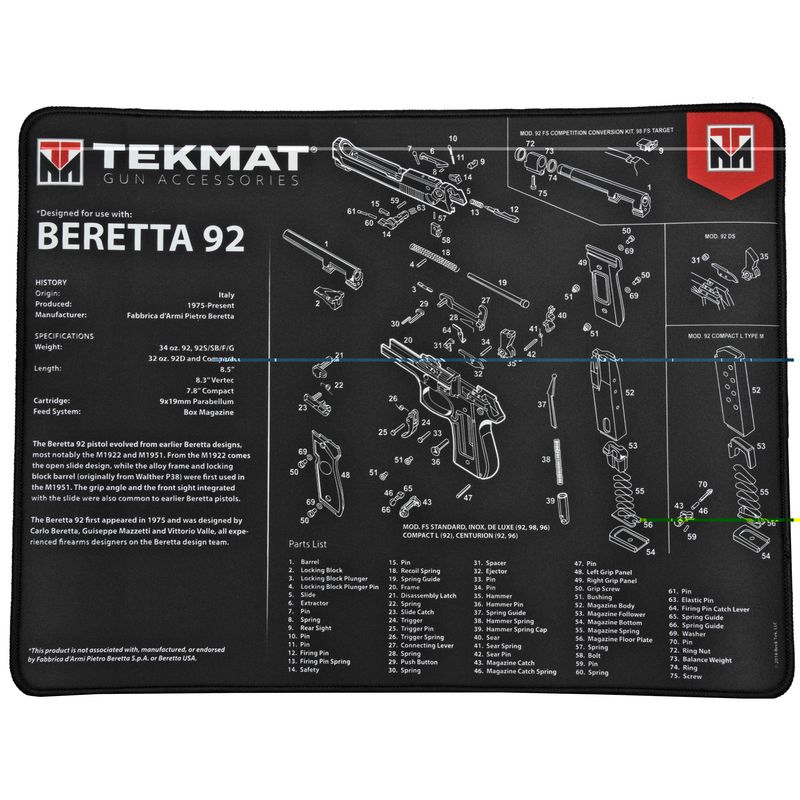Tekmat Ultra Pstl Mat Beretta 92 Blk Tekmat Ultra Pstl Mat Beretta 92 Blk
