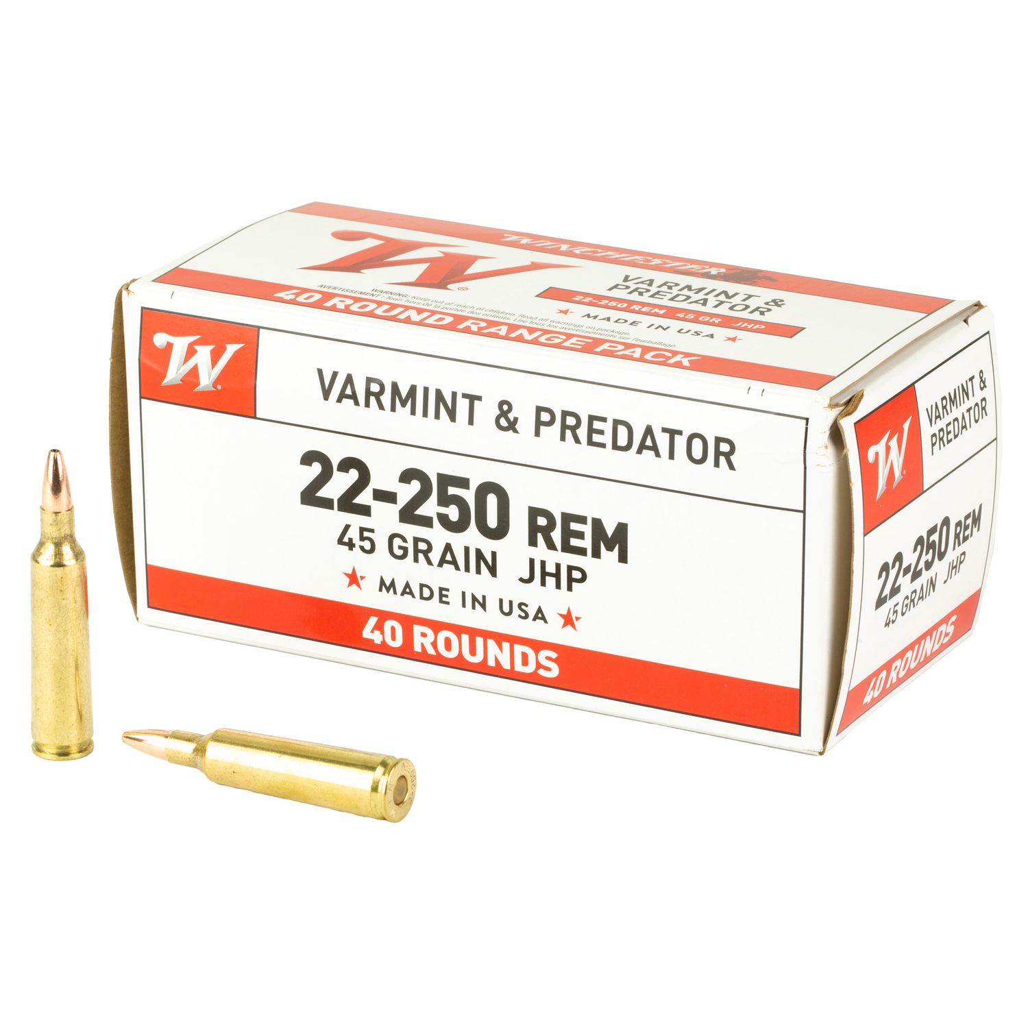 Win Usa 22-250 Rem 45gr Jhp 40/400