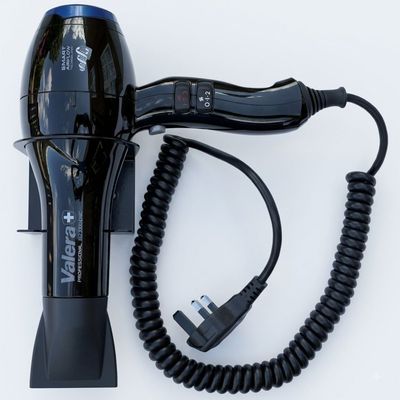 Bundle - Valera Swiss Silent Jet 7700 latching hair dryer with plug and metal wall bracket (blue back)
