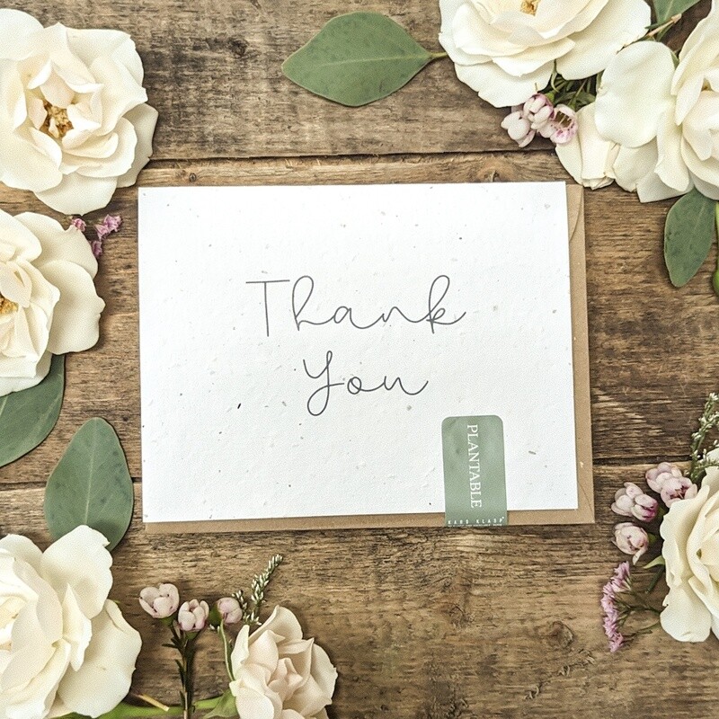 Plantable Greeting Card - Thank You - Cursive